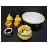 Group of vintage pottery bowls, jars, etc