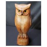 Carved wood owl figure