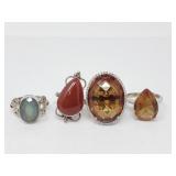 Sterling silver rings, one blue chalcedony, one