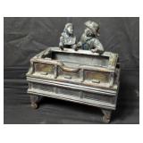 Spelter craps table with 2 figurines
