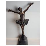 Signed Art Deco style dancer bronze sculpture