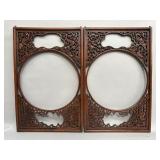 Two carved Chinese hardwood window screens