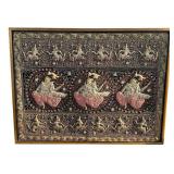 Large framed VTG embroidered Thai dimensional art