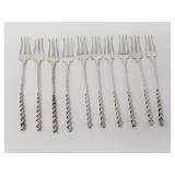 Group of sterling silver twist cocktail forks