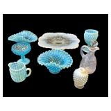 Lot of vintage opalescent glass items