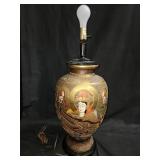Vintage Satsuma pottery table lamp