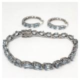 Sterling silver earrings and tennis bracelet