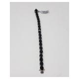 Sterling silver and black gemstone tennis bracelet