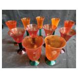 Group of colored glass stemware