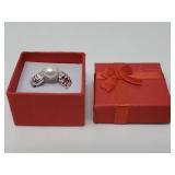 Sterling silver and pearl ring