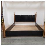 Vintage bamboo, wood and brass king size bed