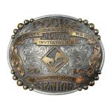 Sterling overlay rodeo belt buckle
