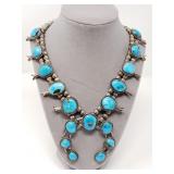 Vintage Navajo silver and turquoise squash