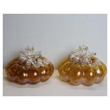 Pair of hand blown crackle glass pumpkin