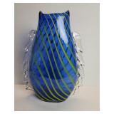 Hand blown studio art glass vase
