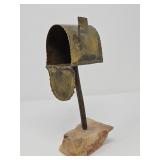 Vintage brass mailbox on onyx base sculpture