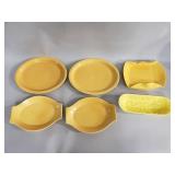 Group of USA pottery trays and plates