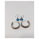 Sterling silver earrings and blue opal dangle