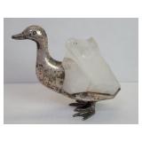 Silver plate and quartz  duck figure