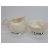 Belleek Ireland creamer and sugar bowl.
