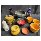 Group of ceramic and pottery, bowls, teapot,
