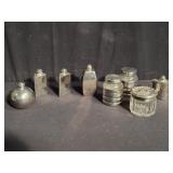 Group of silver plate jars and flask