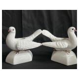 Pair of Italian ceramic dove figurine candle