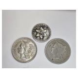 1851 Small Star 3 Cent Silver, 1865 3 Cent