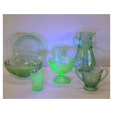Group of uranium glass ware
