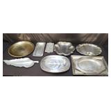 Group of silver plate and aluminum trays
