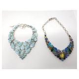 Multi-colored glass stone necklace and Larimar