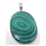 Malachite set in sterling silver pendant