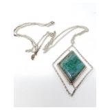 Sterling silver necklace with a chrysocolla