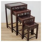 Vintage Asian carved teak nesting tables