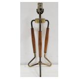 Mid-century Modern brass and teak table lamp