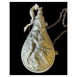 Vintage pewter powder flask