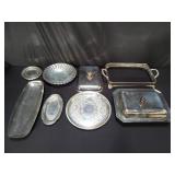 Group of silver plates, trays, etc