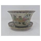 Chinese Plique-a-jour enamel bowl and plate