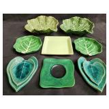 Group of Vintage pottery, plates, and bowls.