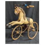 Antique tricycle wood horse as is