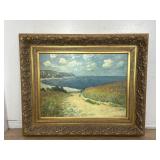 Large framed transfer print on canvas of Claude