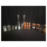 Group of glass, acrylic and ceramic salt and