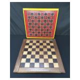 2 reversible game boards tin and wood