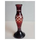 Hand blown Bohemian cut to clear bud vase