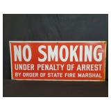 Vintage no smoking porcelain enameled sign