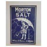 Vintage Morton salt porcelain enameled sign