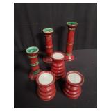 Group of pottery candlesticks