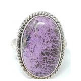 Sterling silver ring with charoite stone