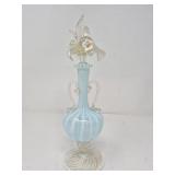 Murano glass perfume bottle with floral stopper