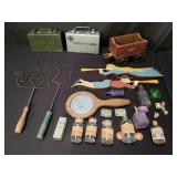 Box of miscellaneous apothecary bottles, vintage